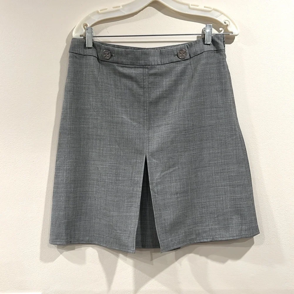🔥Tory Burch Gray Knee-Length Skirt with Front Slit🔥